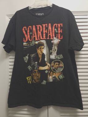 Women’s Scarface Graphic Tee Size Large Black Movie T-Shirt 100% Cotton